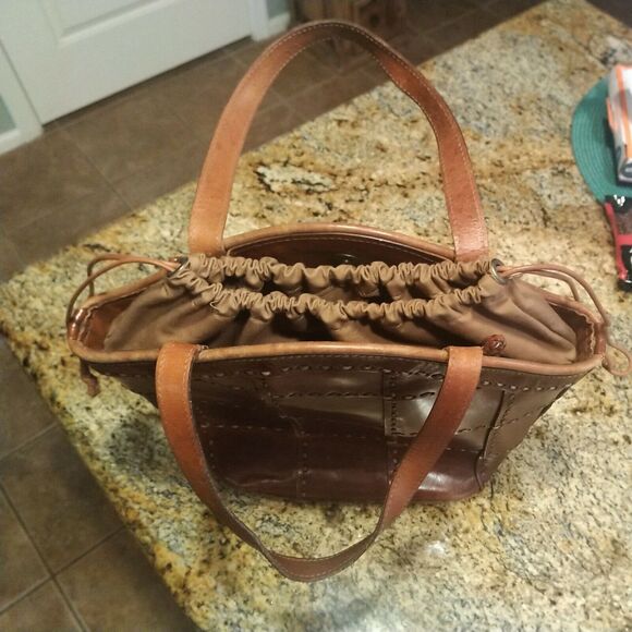 ELLEPI HAND BAG PURSE. Brown Leather Hand-made in Italy Nice - Picture 9 of 12